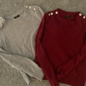 JCrew Sweater Set, Medium, Jeweled Shoulder Buttons